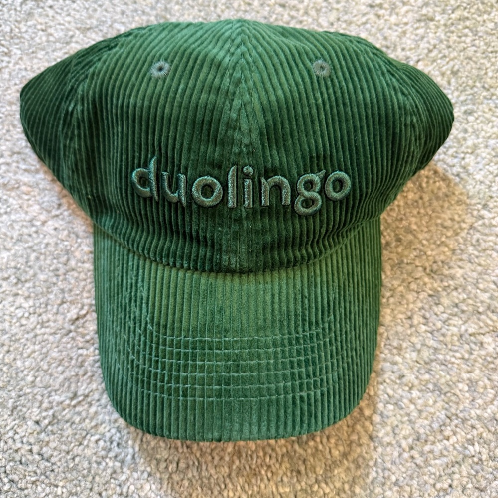 Unisex Duolingo Green cotton Corduroy Cap